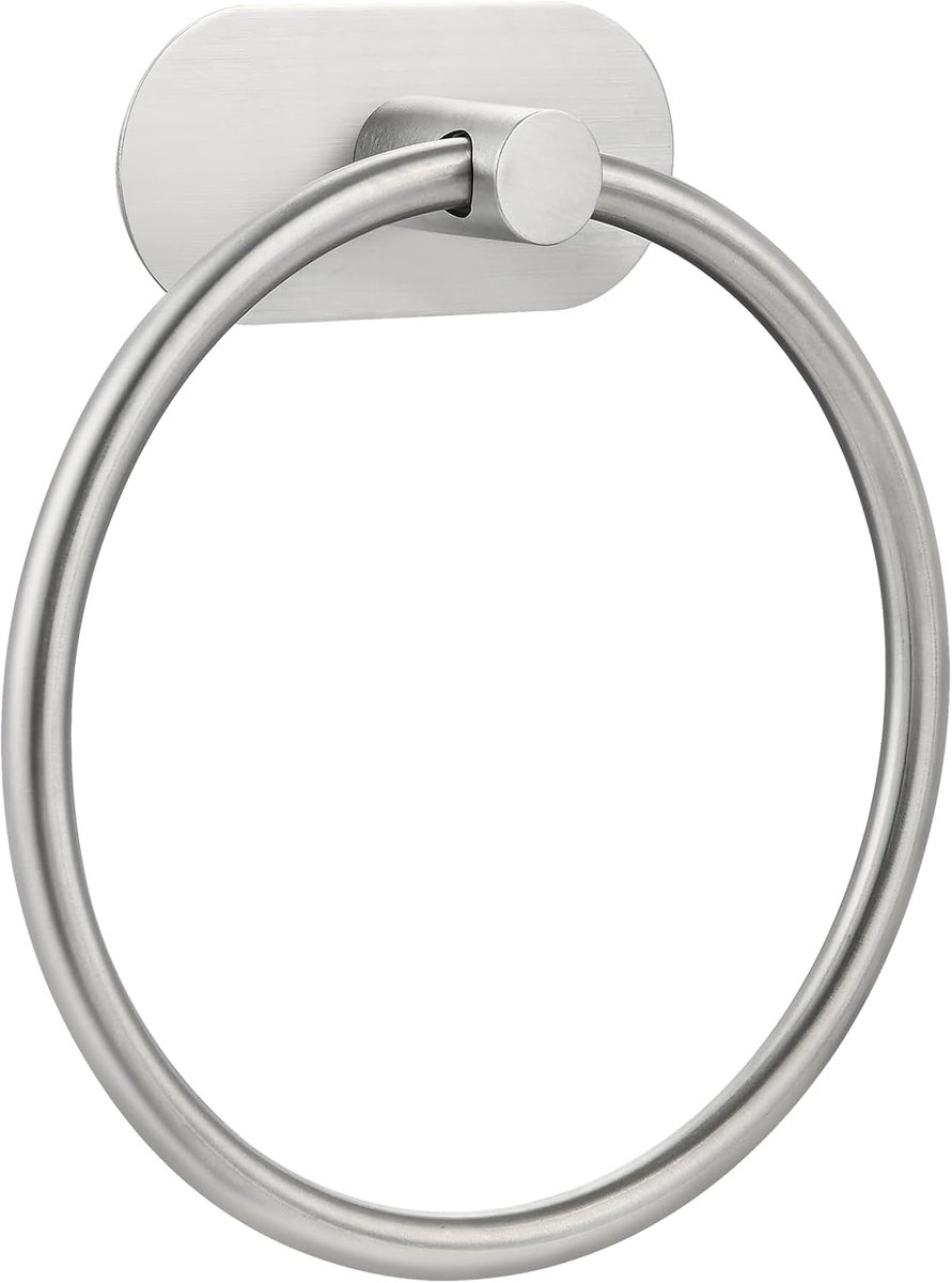 handdoekring voor badkamer, wandmontage, badkamer en keuken, handdoekhouder met sterke lijm, zonder boren, roestvrij staal, moderne badkamerorganizer, geborsteld nikkel