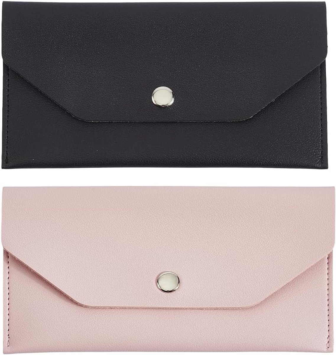 2 enveloppen van PU-leer in 2 kleuren voor bankbiljetten, 17,5 x 9,2 cm, waterdicht, herbruikbaar, voor mannen en vrouwen, cheques en bankbiljetten.