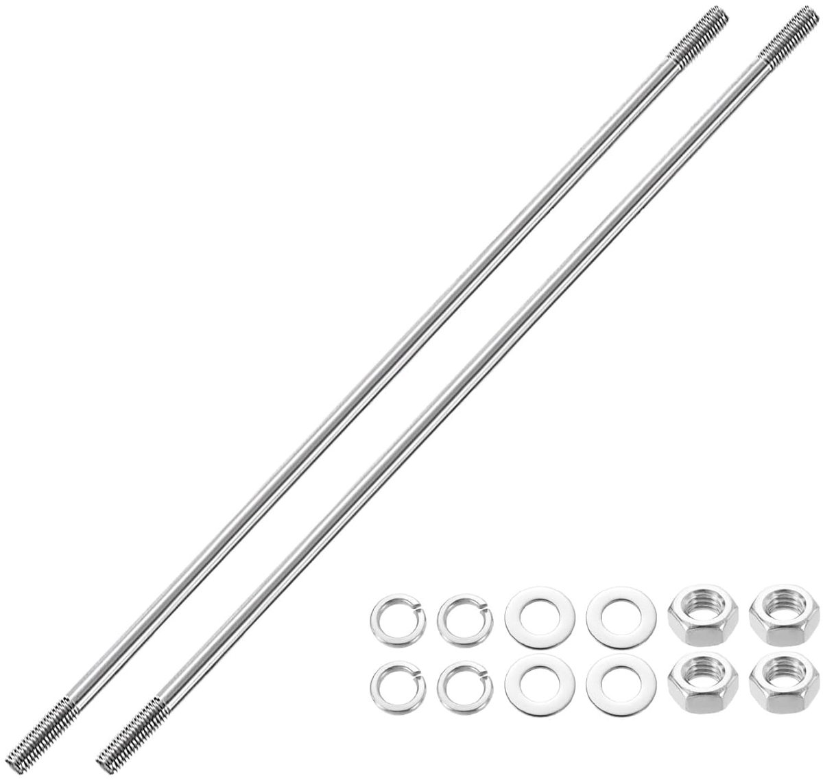 2 stuks dubbelzijdige draadstaven, M6x250mm 304 roestvrij staal dubbeldraadbouten met moeren en platte- en veiligheidsschijven dubbelzijdig voor huisonderhoud