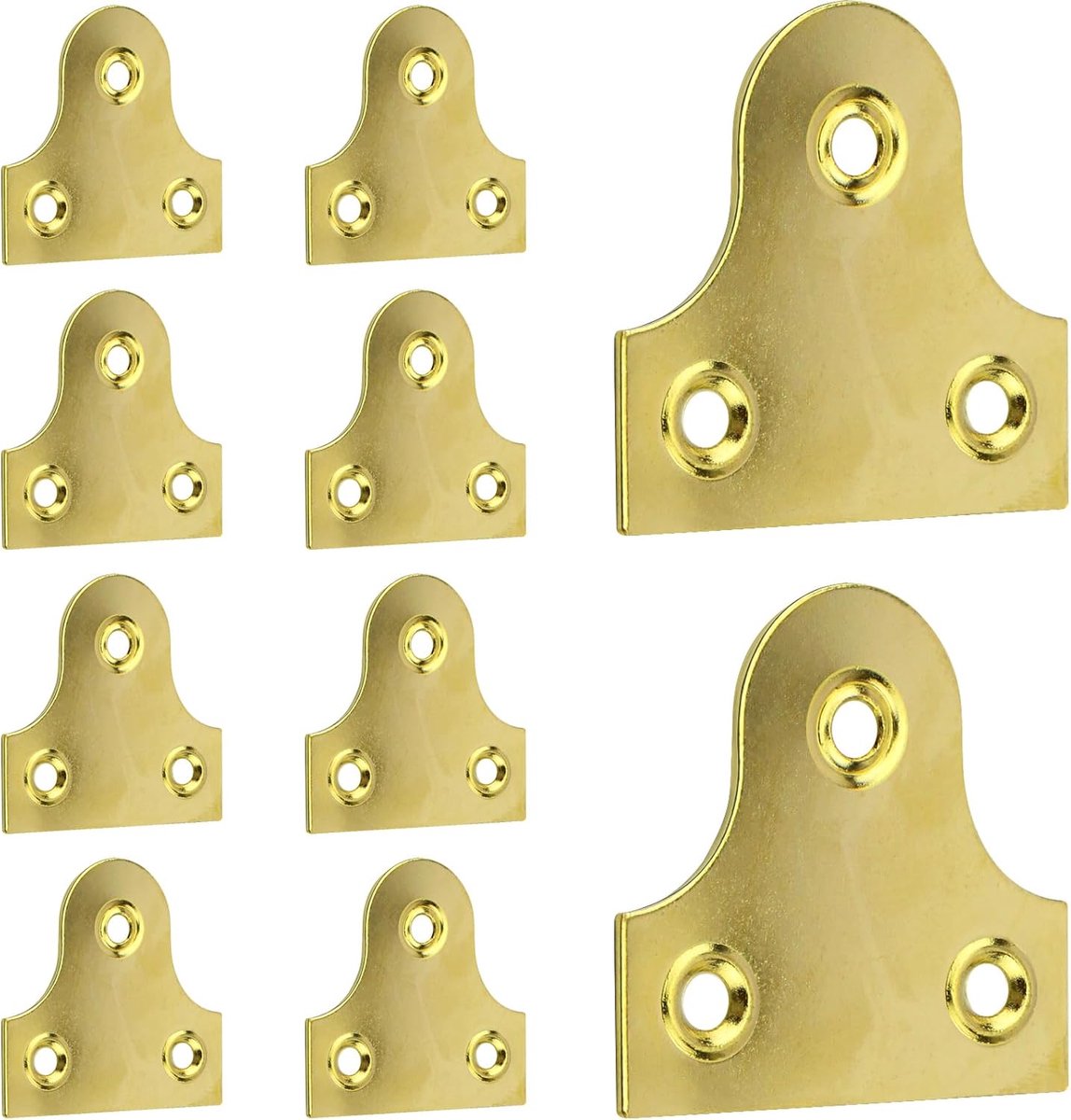 10 stuks messing fotolijsten voor fotolijsten, 50 mm, eenvoudige spiegelglaslijst, hangende bevestigingsplaten (goud)