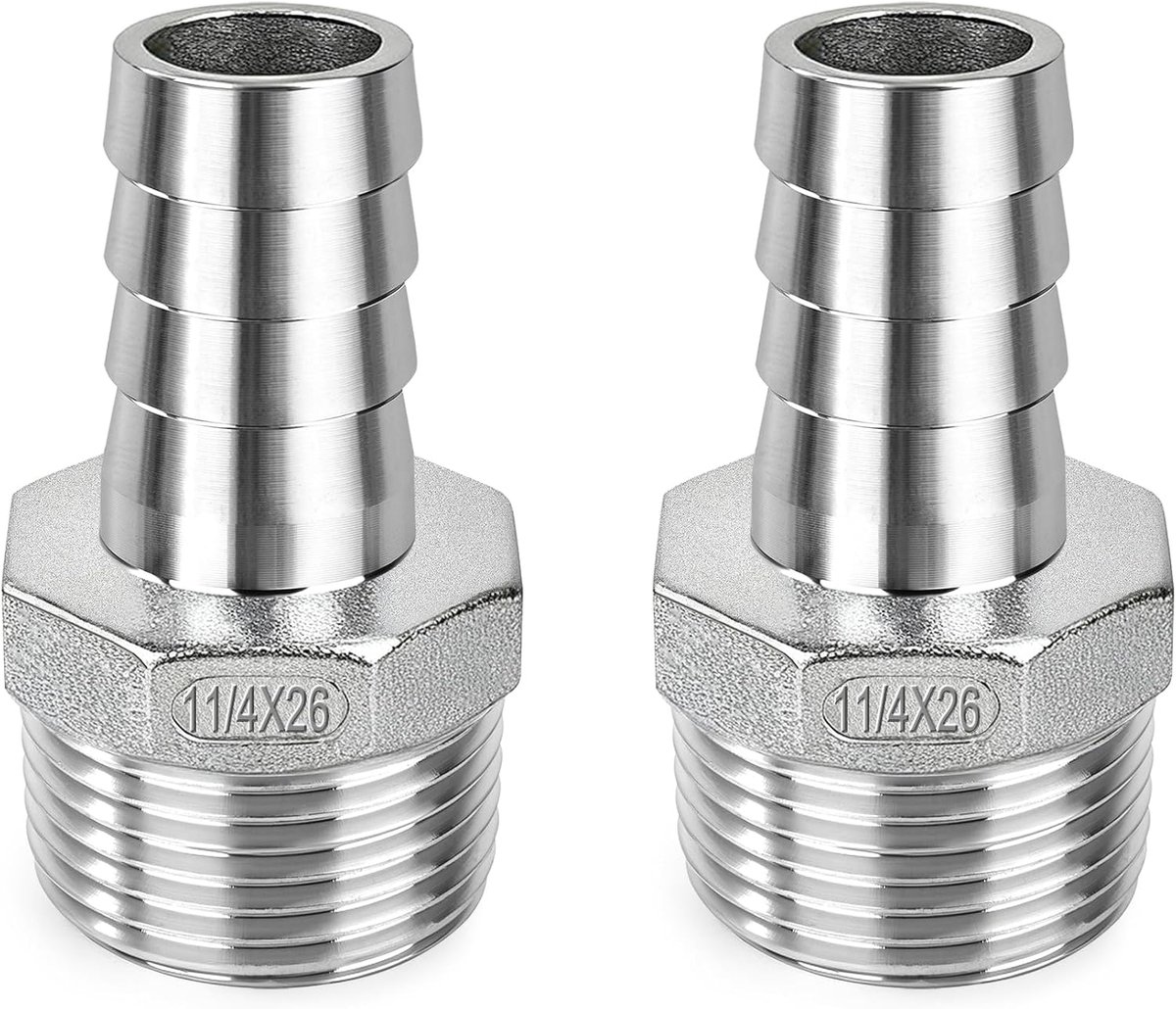 Plectrumslangverbinder, 26 mm x 1-1/4 inch (2,54 cm), buitendraad, adapter voor brandstof, lucht, water, olie (2 stuks)