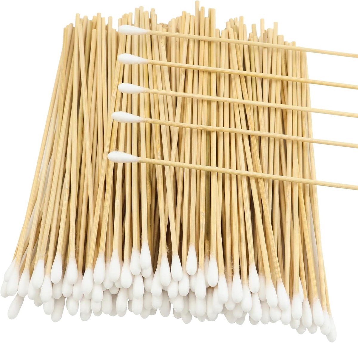 Wattenstaafjes van hout, puntige wattenstaafjes, applicators, kleine wattenstaafjes voor tatoeage, wenkbrauwen, beauty, make-up, nagels (15 cm)