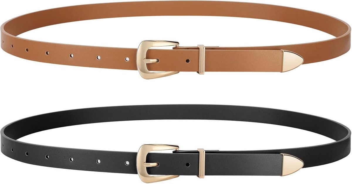 Riemen voor dames, kunstleer, dunne tailleriem met gouden gesp voor jeans, broeken, jurken