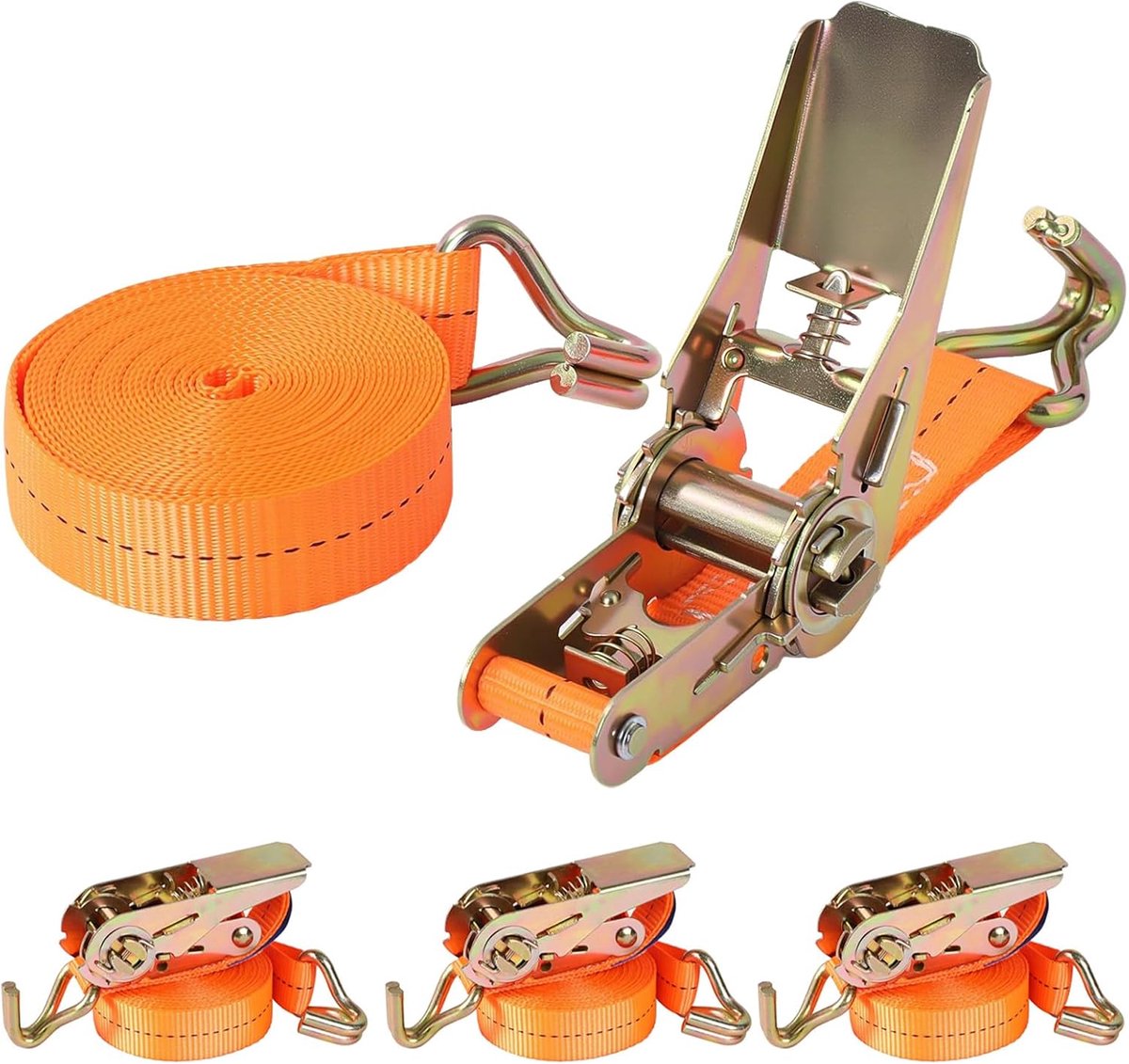 Spanbanden met ratel, sjorbanden met ratel en haken met haken, 2,5 cm x 5 m, voor materiaaltransport met ratel voor autodakdragers