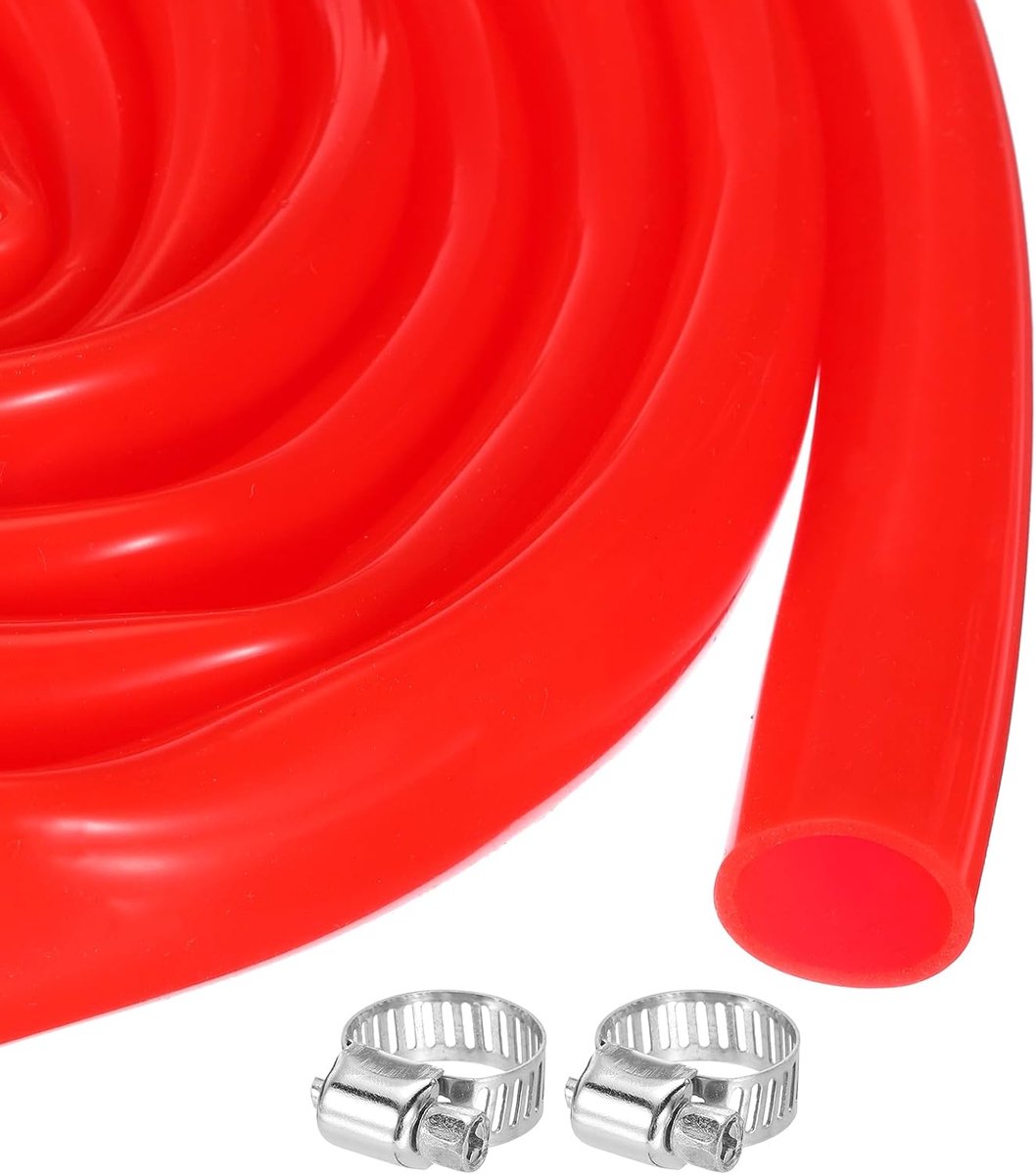 Siliconen slang, 15,9 mm x 19 mm, flexibele luchtslang voor bier, wijnproductie, sifonpomp 5/8 inch ID 3/4 inch OD met 2 klemmen, rood