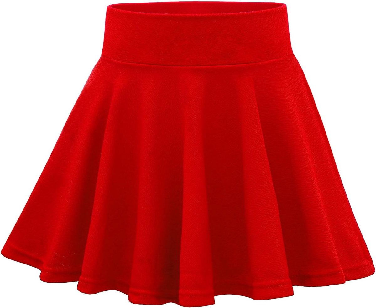 NANAU Skorts voor meisjes, zwarte schoolrok 9-14 jaar, ruches geplooide hoge taille, stretch, effen rok met ingebouwde shorts, zomerkleding rood wit roze