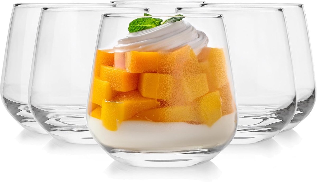 KROSNO 1992 Set Van 6 Ijsbekers Van Transparant Glas Ijsglazen Dessertglazen Elegante 340 ml
