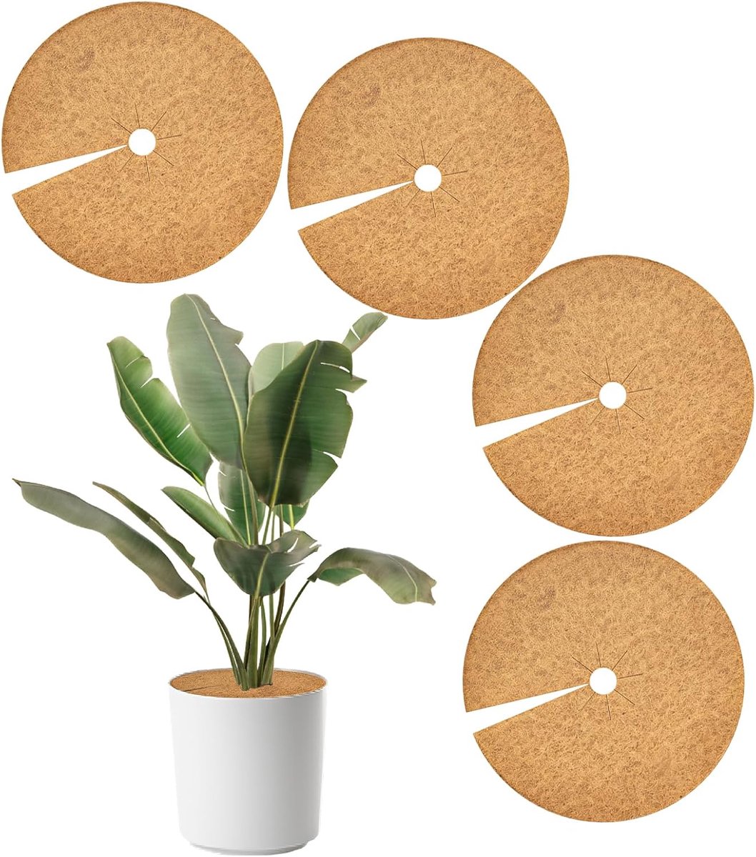 4 stuks Kokosvezel Mulchringen, 30 cm Natuurlijke Coco Coir Boomprotector Matten, Plantenpot Aarde Bedekking voor Binnen- en Buitenplanten en Landschapsinrichting, Bruin