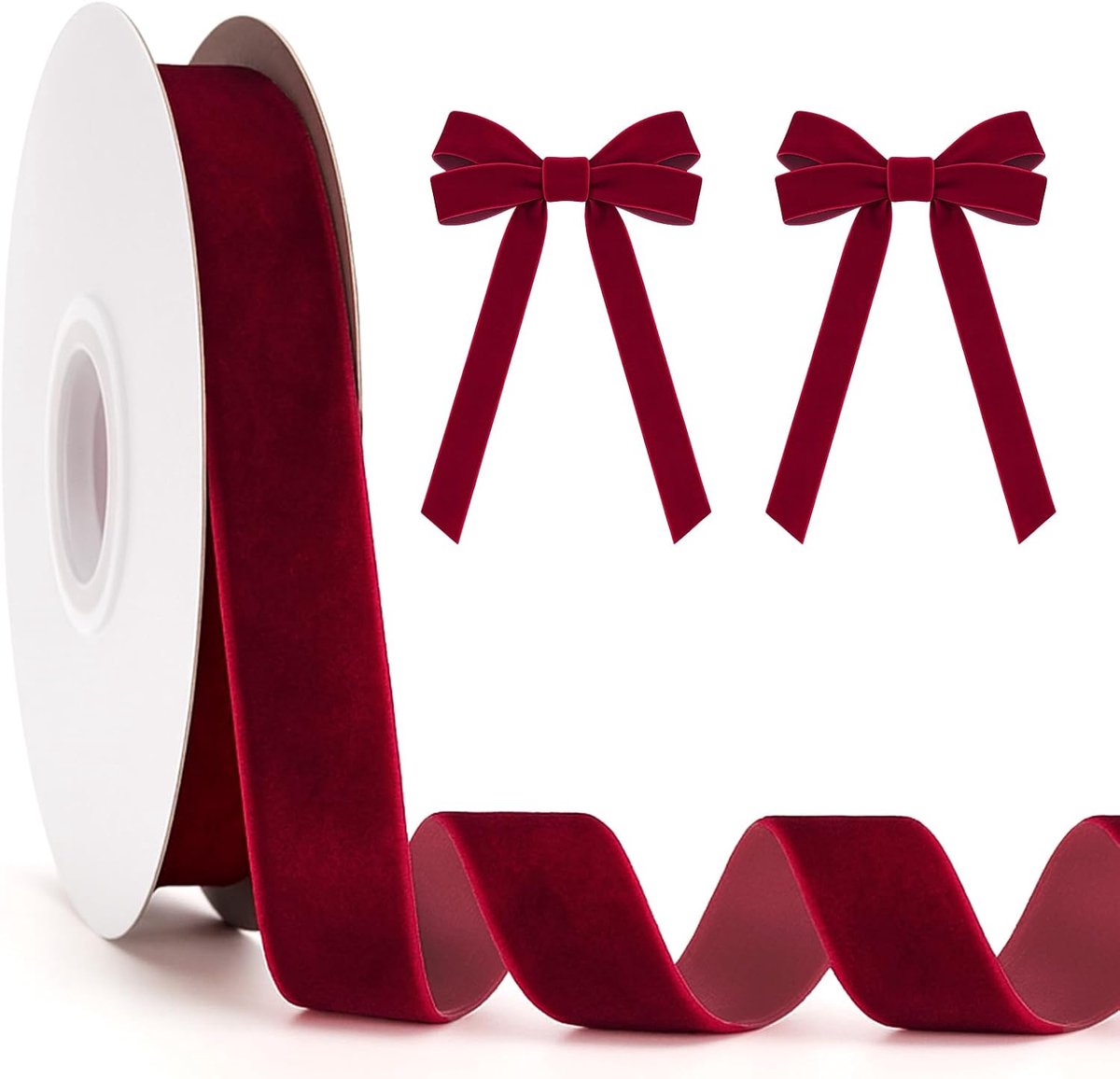 20 mm donkerrood fluwelen lint voor geschenkverpakking, 10 m dik, smal ghristmaslint voor kerstboomdecoratie, haar, strikken maken, knutselen