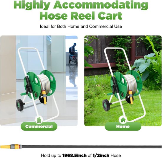 Slangwagen met 50 m slangcapaciteit, verrijdbare slanghaspel voor tuin en balkon, stabiele slanggeleiding, capaciteit spuitset, slanghaspel — afbeelding 5