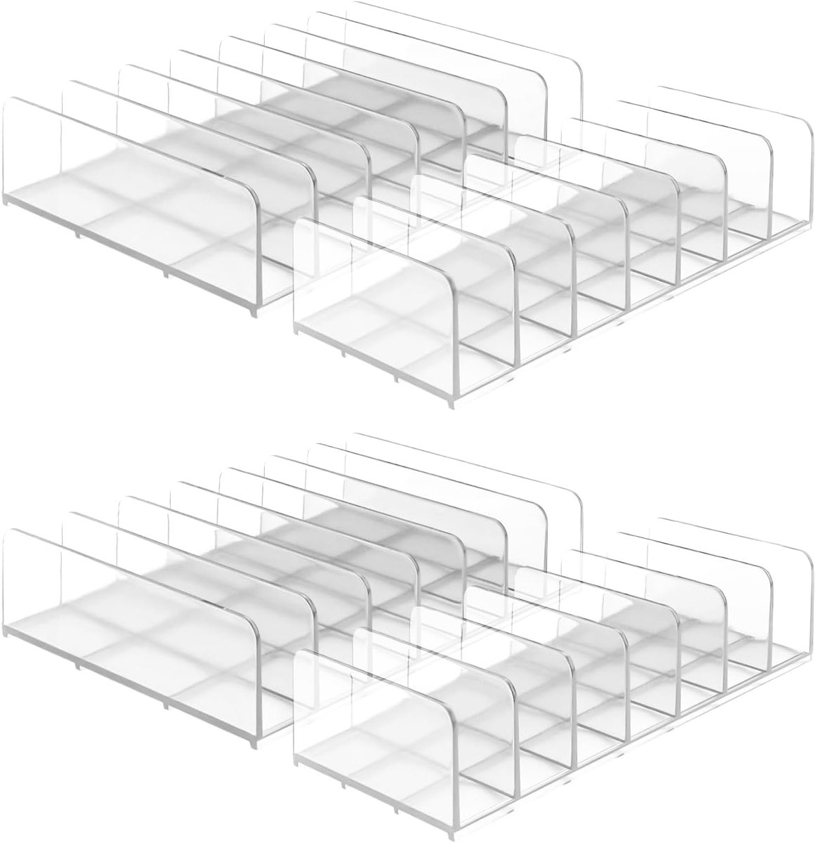 4-pack oogschaduwpalet make-up organizer, 7-delige acryl cosmetische houder voor ijdelheid, lade, badkamer, postsorteerder visitekaarthouder rekening, geldverdeler, transparant