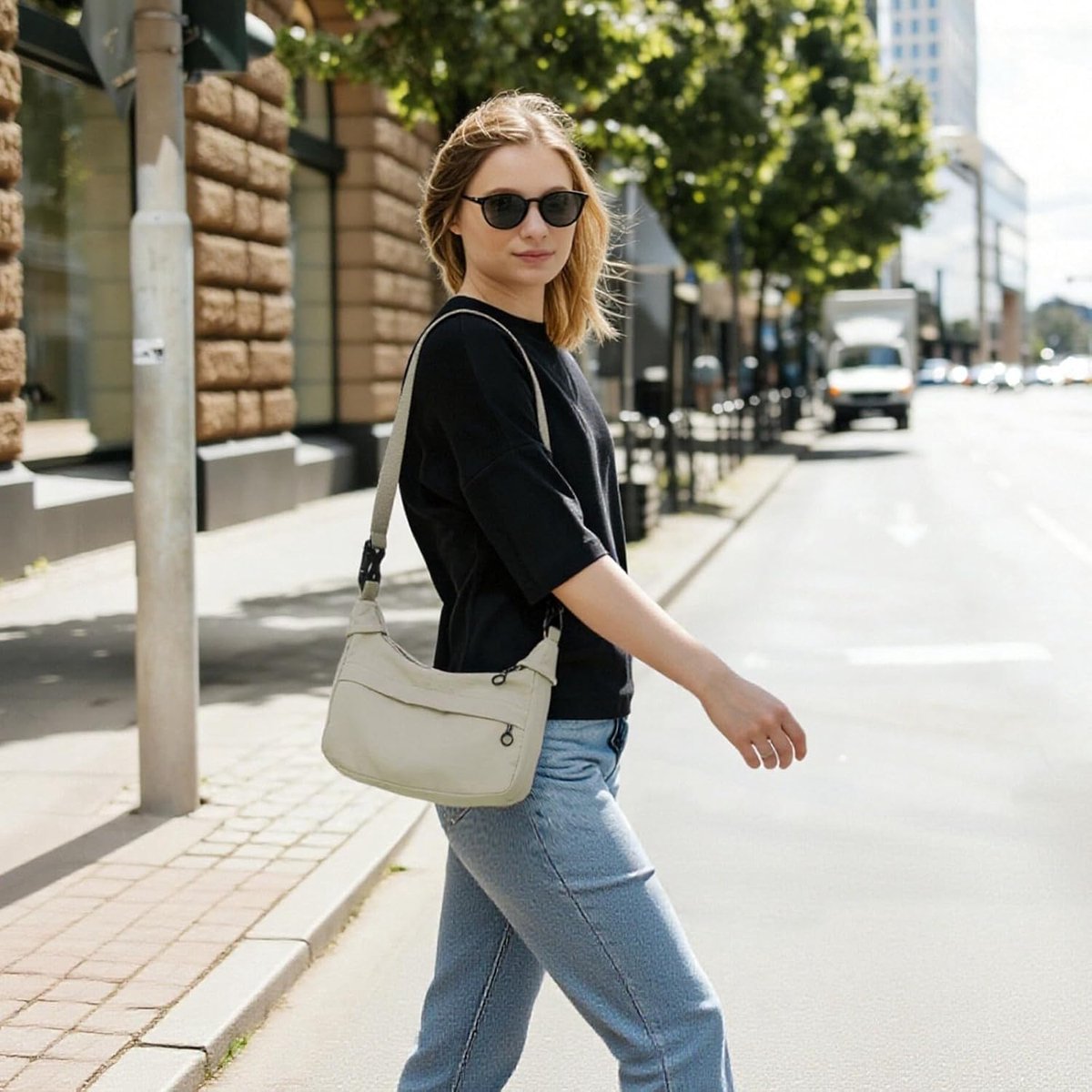 Dames Crossbody Bag, Nylon Crossbody Tas Dames Verstelbare Schouderriem, Schoudertas voor Dagelijks Gebruik, Reizen en Werk