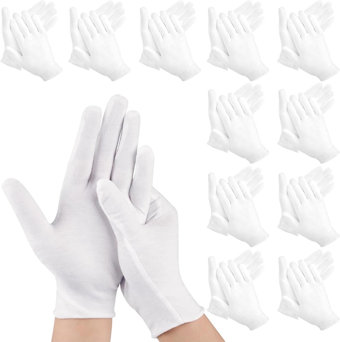 12 Paar werkhandschoenen, Witte Katoenen Handschoenen, Vochtinbrengende handschoenen Voor Sieraden Munten Zilver Delicate