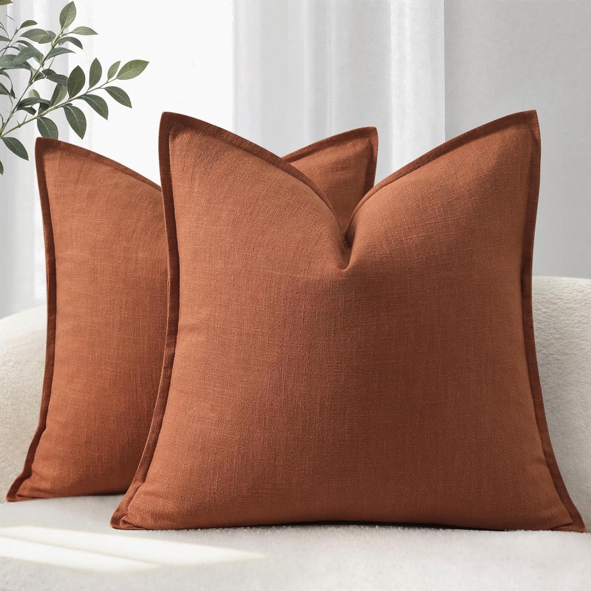 Kussenhoezen 60x60 Set van 2 - Natuurlijke Linnen - Modern en Comfortabel - Perfect voor Sofa of Bed - SnelShoppen