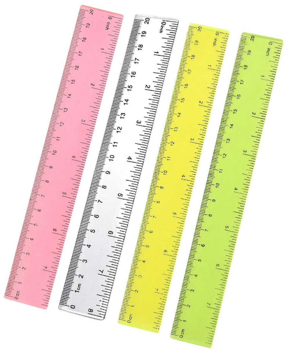 Plastic liniaal 20,5 cm - 4 kleuren - duurzaam materiaal - duidelijke schaal - SnelShoppen