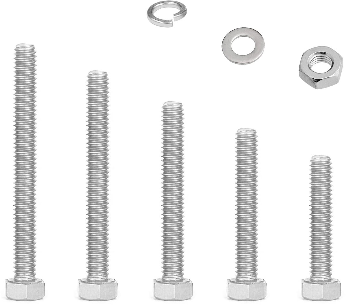 M5 schroeven moeren set - roestvrij staal - met ringen - ideaal voor auto, fiets en meubels - ShopVlot
