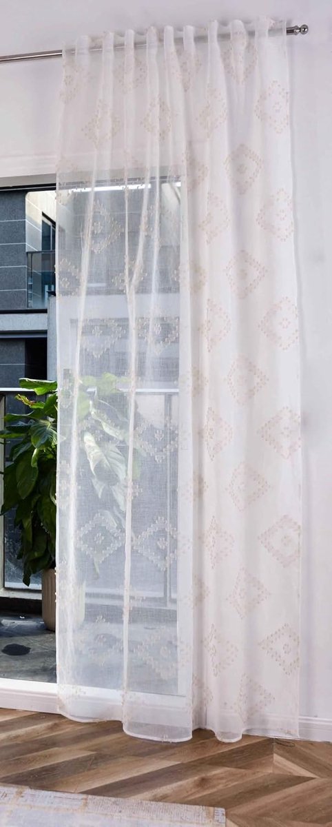 2023460, (h x b) 245 x 145 cm, naturel, taupe, chevron, multiband ophanging, scherli, transparant, linnenlook