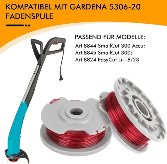 draadspoel 5306-20 geschikt voor Gardena Art. 8844 SmallCut 300 Accu,Art.8845 SmallCut 300, Art.8824 EasyCut Li-18/23 reservedraadspoel 10 m lengte Ø 1,65 mm (6 stuks) — afbeelding 3