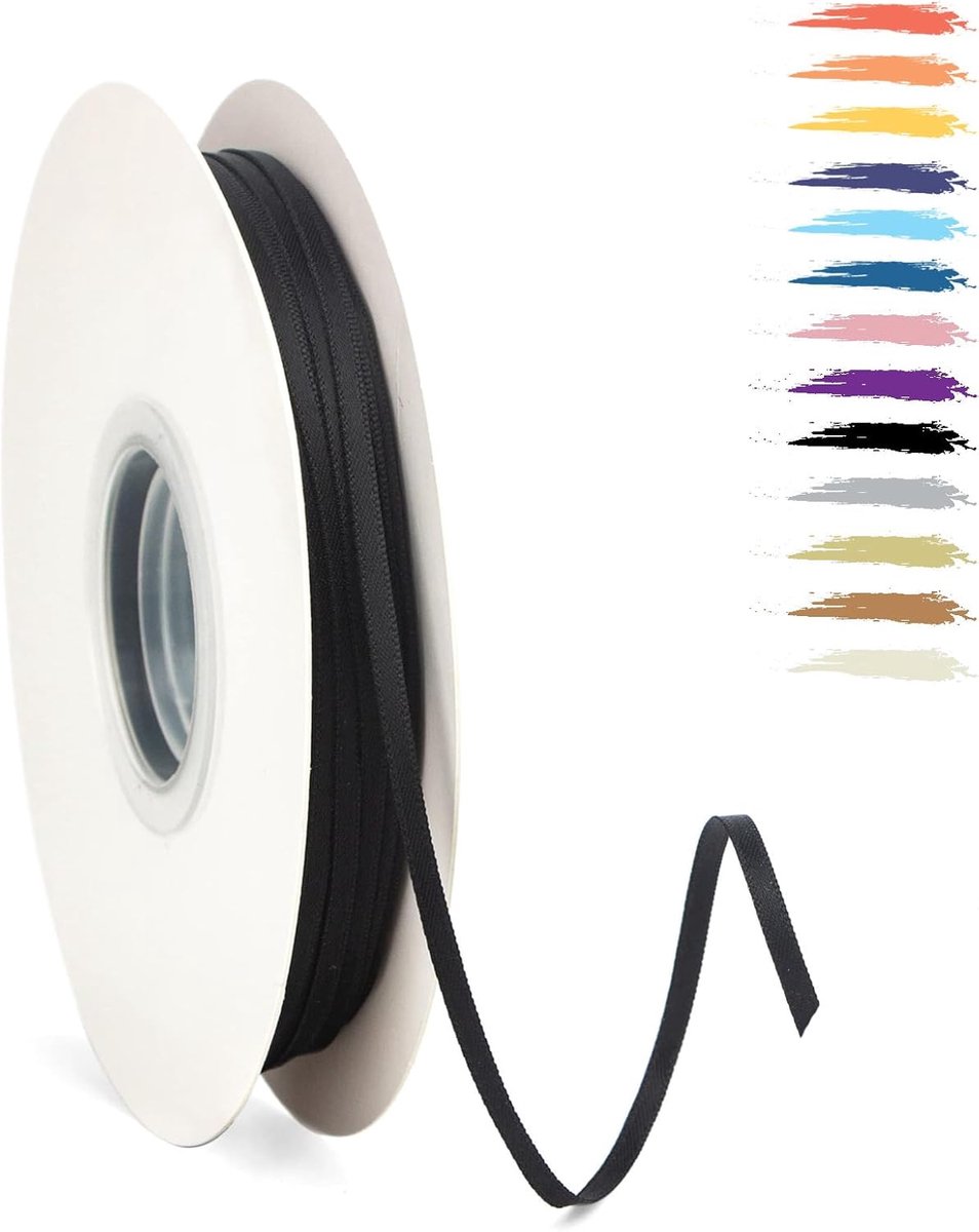3mm Zwart Satijnen Lint,95 Meters Decoratie Zijden Linten,Cadeaulint,Autolint,voor Feest, Bruiloft, Verjaardag,Valentijn Party