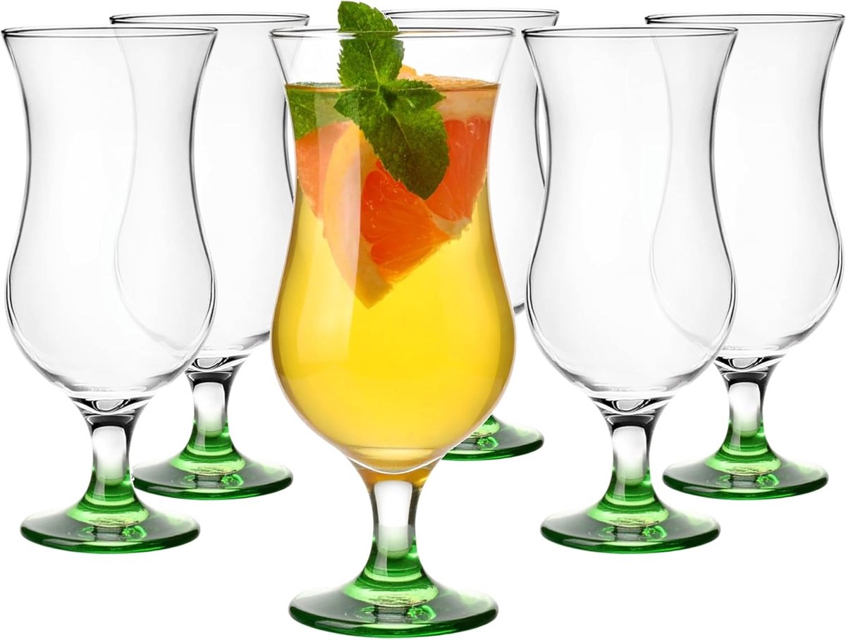 KROSNO, 420ml, Set van 6 stuks, Cocktailglazen, Pina Colada glas, Longdrinkglazen, Partyglazen, Milkshake glas, Hoogglans glas, Drinkglas