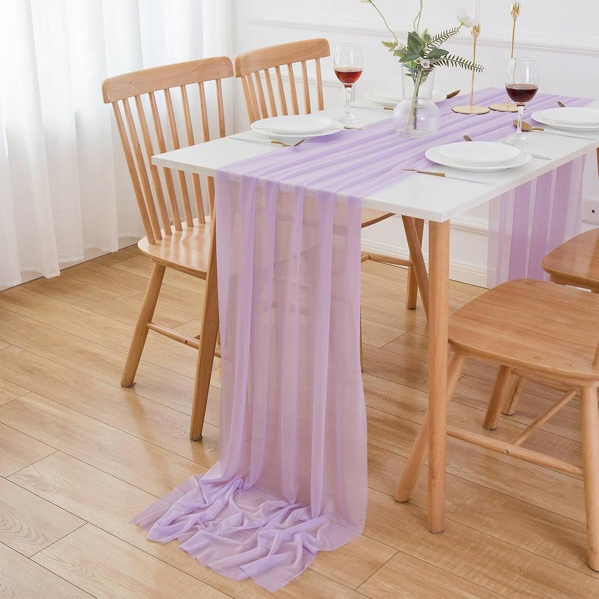 Chiffon tafelloper, paarse tafelloper voor bruiloft, kaasdoek tafelloper, 70 x 300 cm