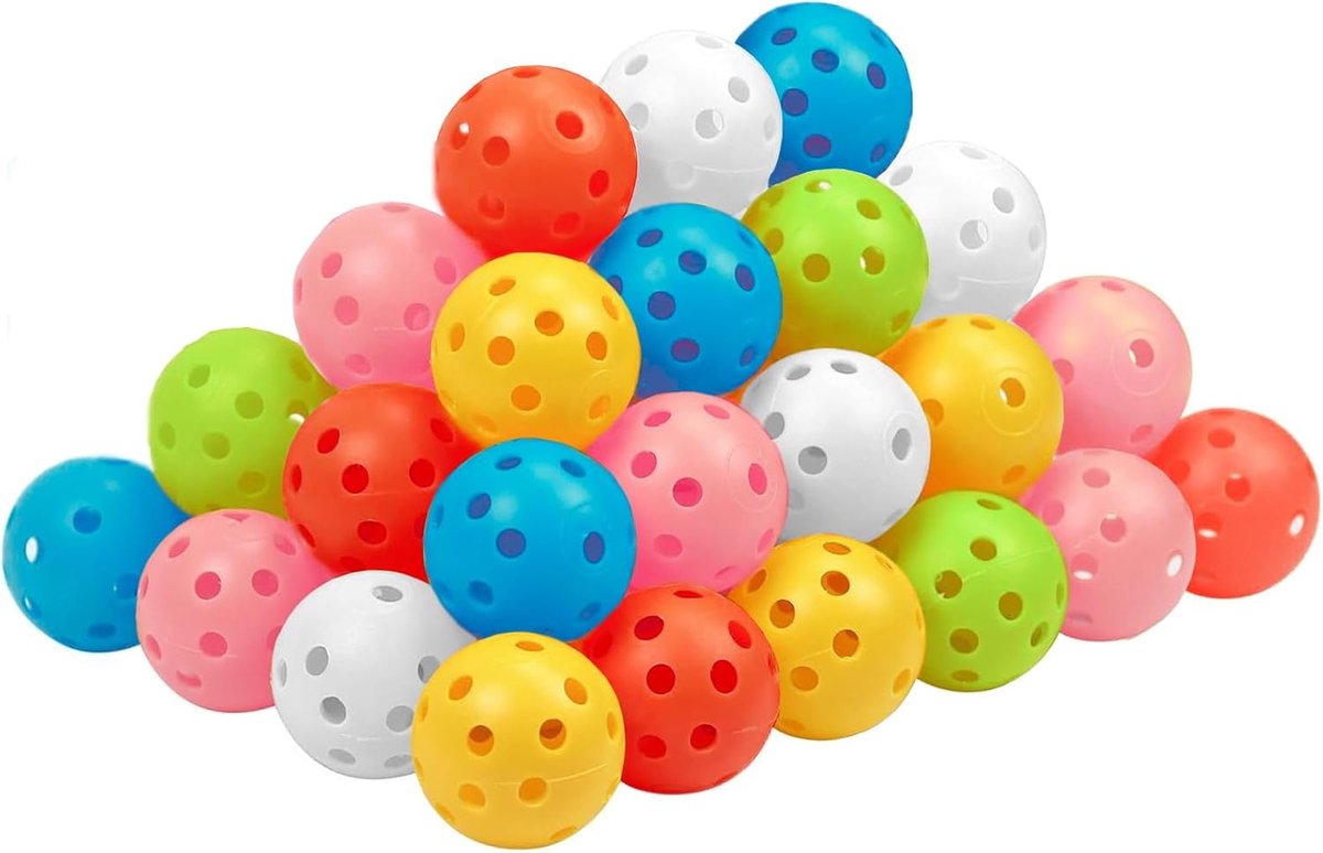 Oefening Golf Training Ballen met Beperkt Traject 40 mm Holle Plastic Gekleurde Luchtstroom Golfballen voor Swing Oefening Rijbereik Indoor 48 Pack (Gemengde Kleuren, 48 Pack)