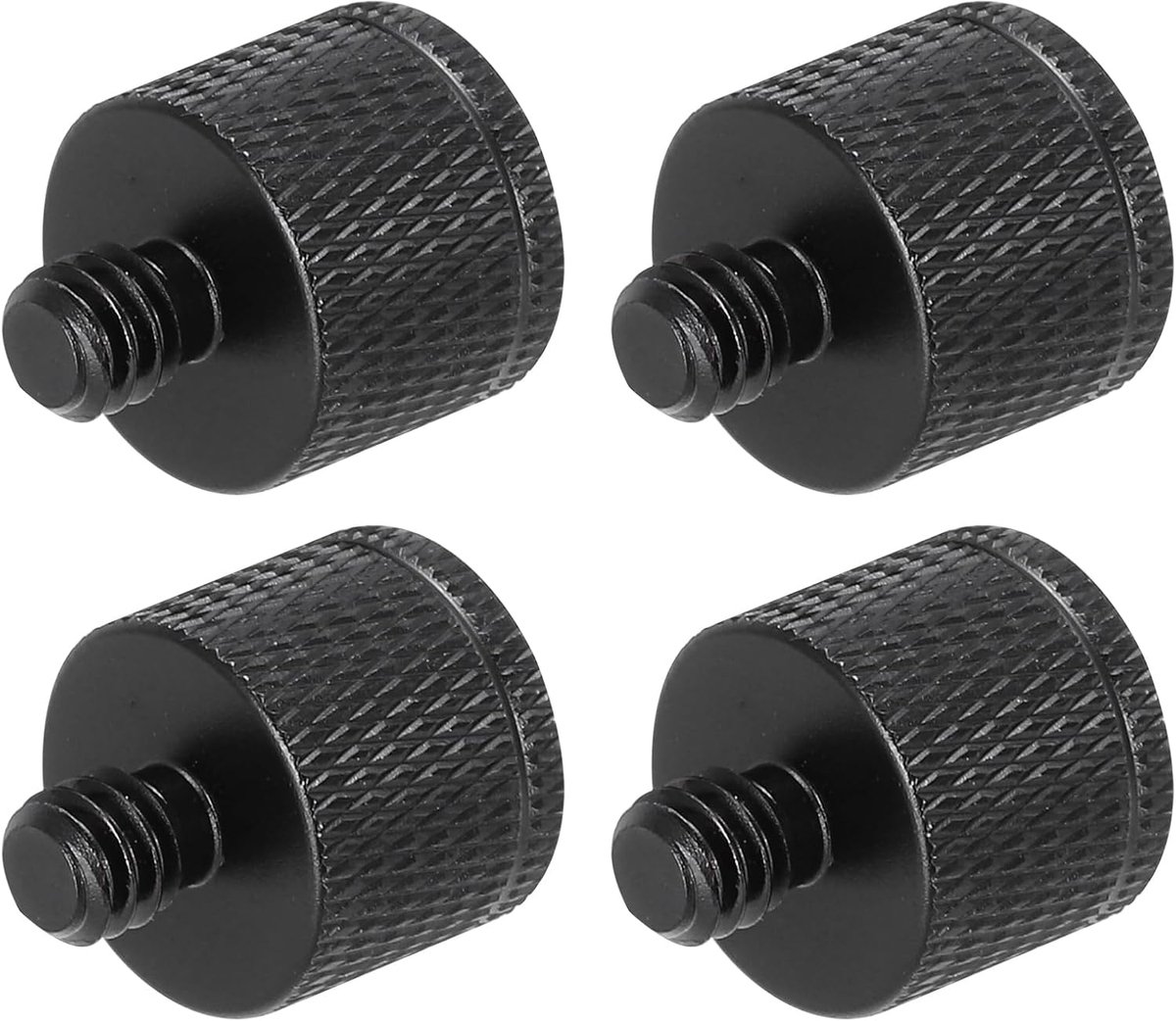 4-delige microfoonstandaardadapter, 3/8-bus naar M8-buitendraad, schroefadapter, aluminiumlegering voor microfoonstatiefhouder, zwart