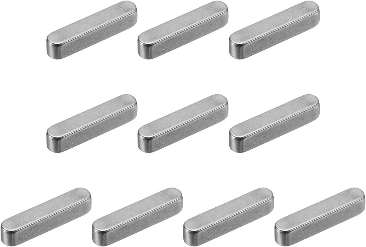 10 stuks ronde veerwiggen, 5 x 5 x 25 mm roestvrij staal, parallelle aandrijfaswiggen voor as-type verbinding