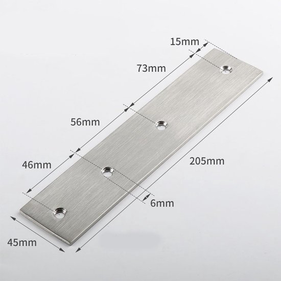 2 Stks Platte Jointing Plaat Rechte Brace Beugels 3mm Dikte Rvs Ondersteuning Platte Beugel Herstellen Platen Connector Hoek Brace voor Repareren en Bevestigen Meubels 45x205mm — afbeelding 2
