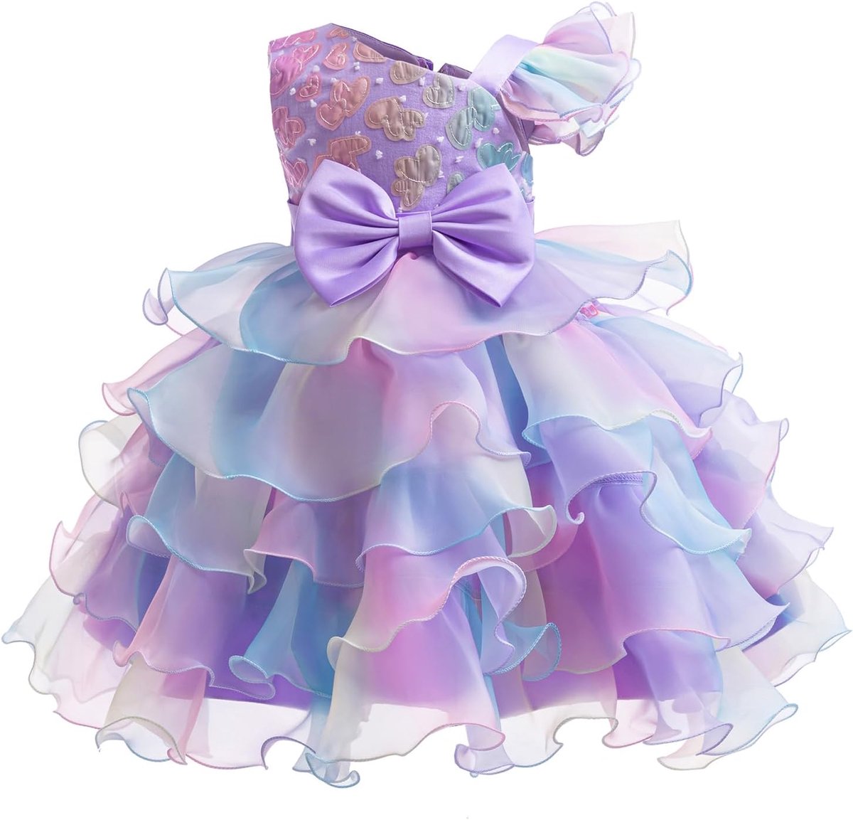 Meisjesjurk met één schouder en prinsessenpailletten, mouwloos, party, bruidsmeisje, bruiloft, verjaardag, kinderjurk