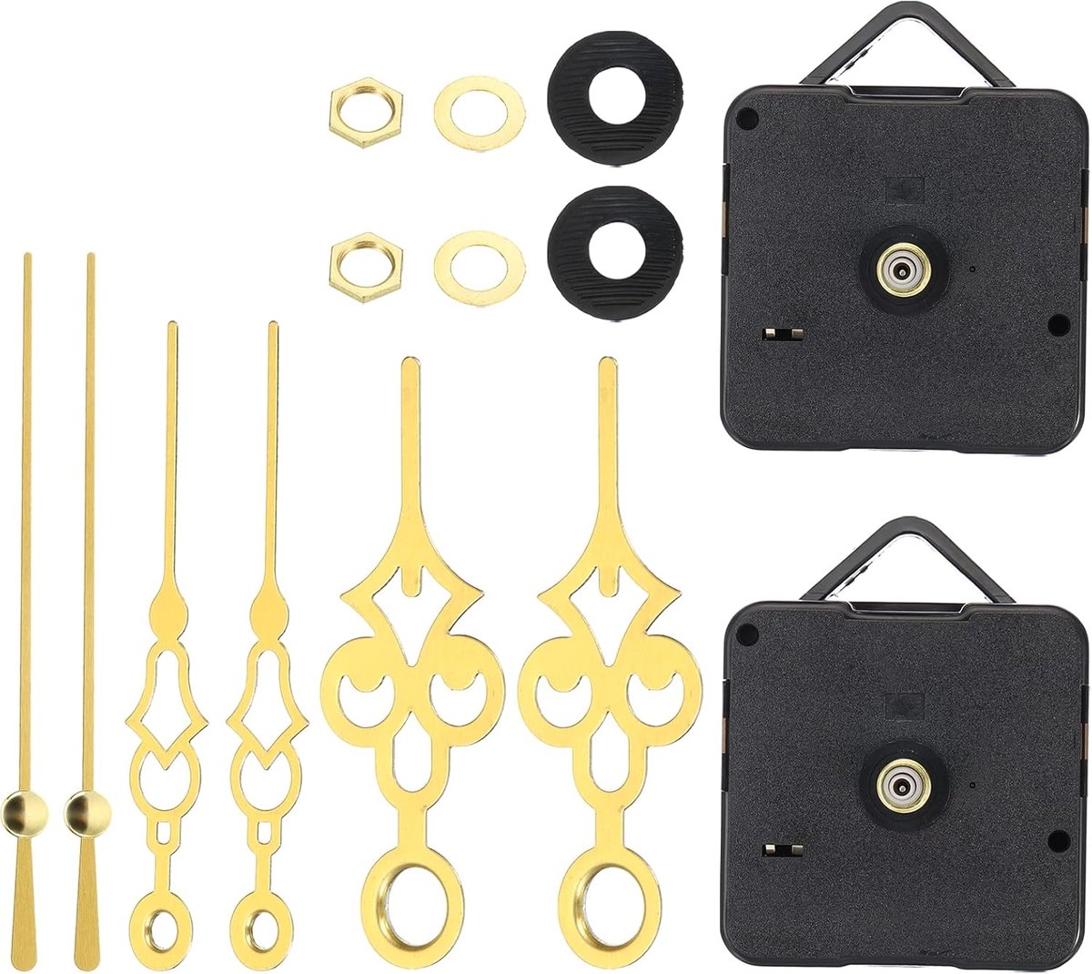 Quartz Klok Beweging Mechanisme, 2 Set Klok Vervangende Onderdelen 1/2 "Beweging Totale As Lengte Fit voor 2-3mm Klok Dial Dikte Gouden