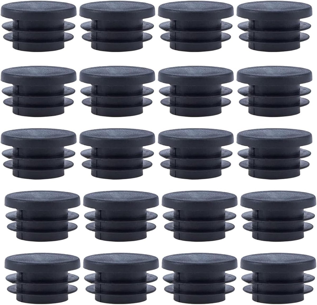 rond, diameter 20 mm, 20 stuks, buisafdekking van staal, voor ronde buizen van hoogwaardig kunststof, zwart