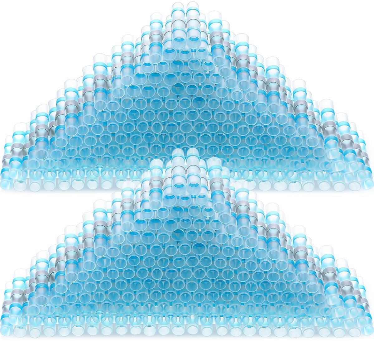 150 stuks soldeerverbinders, hittekrimpen, stootverbinders, waterdichte geïsoleerde elektrische stootverbindingen, draadklemmen, blauw, 16-14 AWG