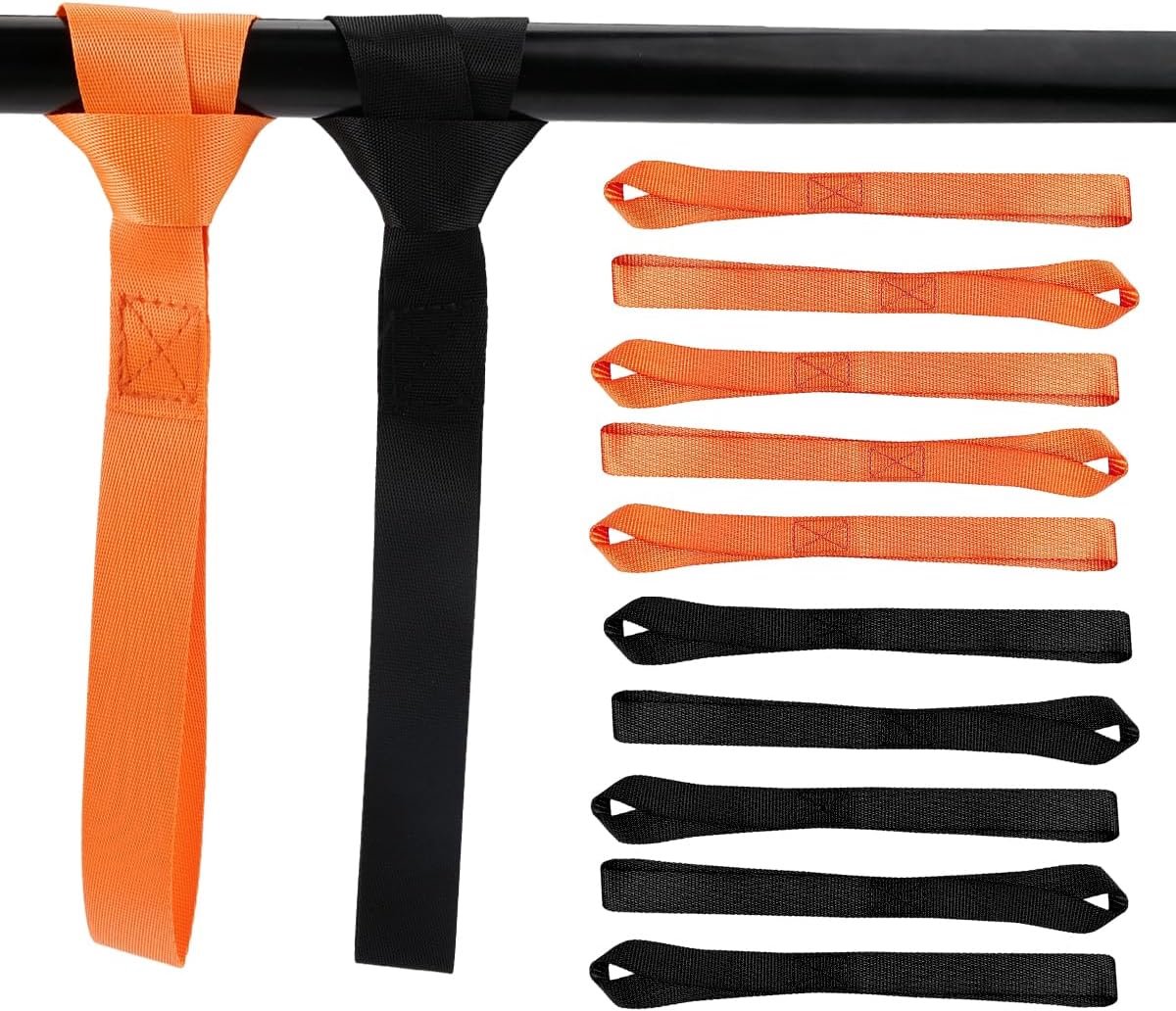 Nylon sjorlussen, 10 stuks, 2,5 cm x 30 cm, draagkracht 500 kg, zwart + oranje, nylon bevestigingsband