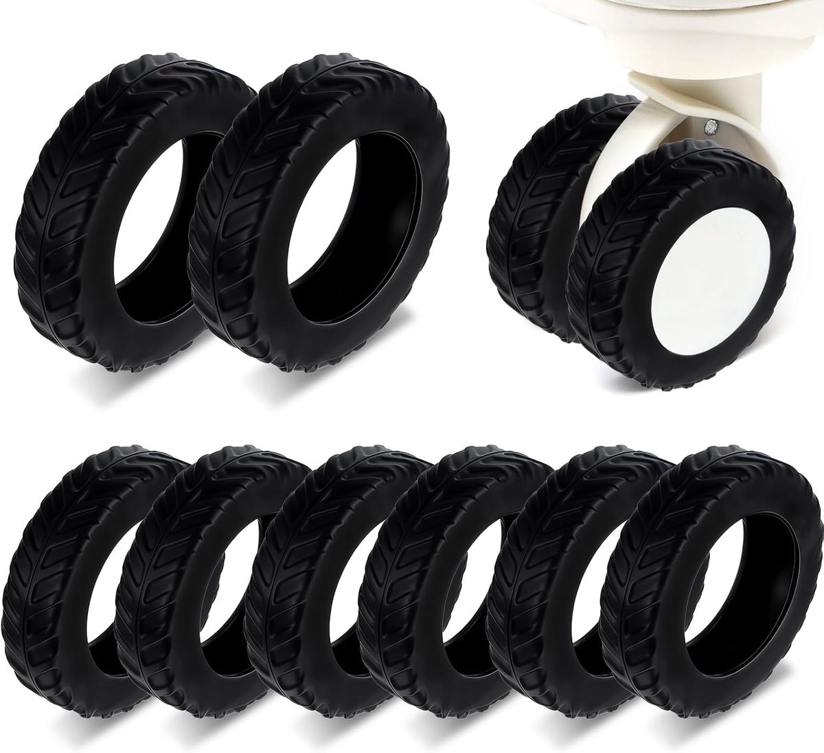 8 stuks bagagewielhoezen, kofferwielbeschermers voor 2-2,4 inch wielen, handbagage reisbagage, vervangende accessoires, antislip, Siliconen Zwart