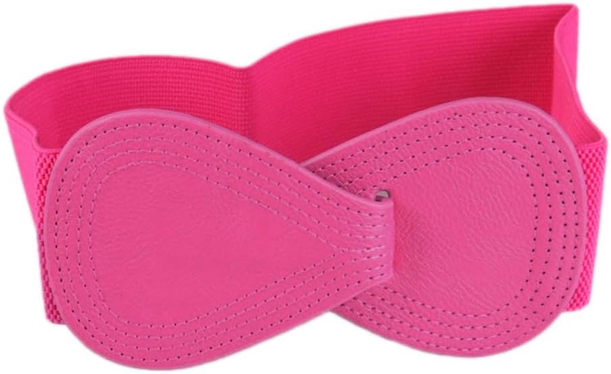 Tailleriem voor dames, elastische riem met strik, retro tailleband, brede rekbare tailleriem, boogriem voor jas, jurk, windjack, Rosé, Einheitsgröße