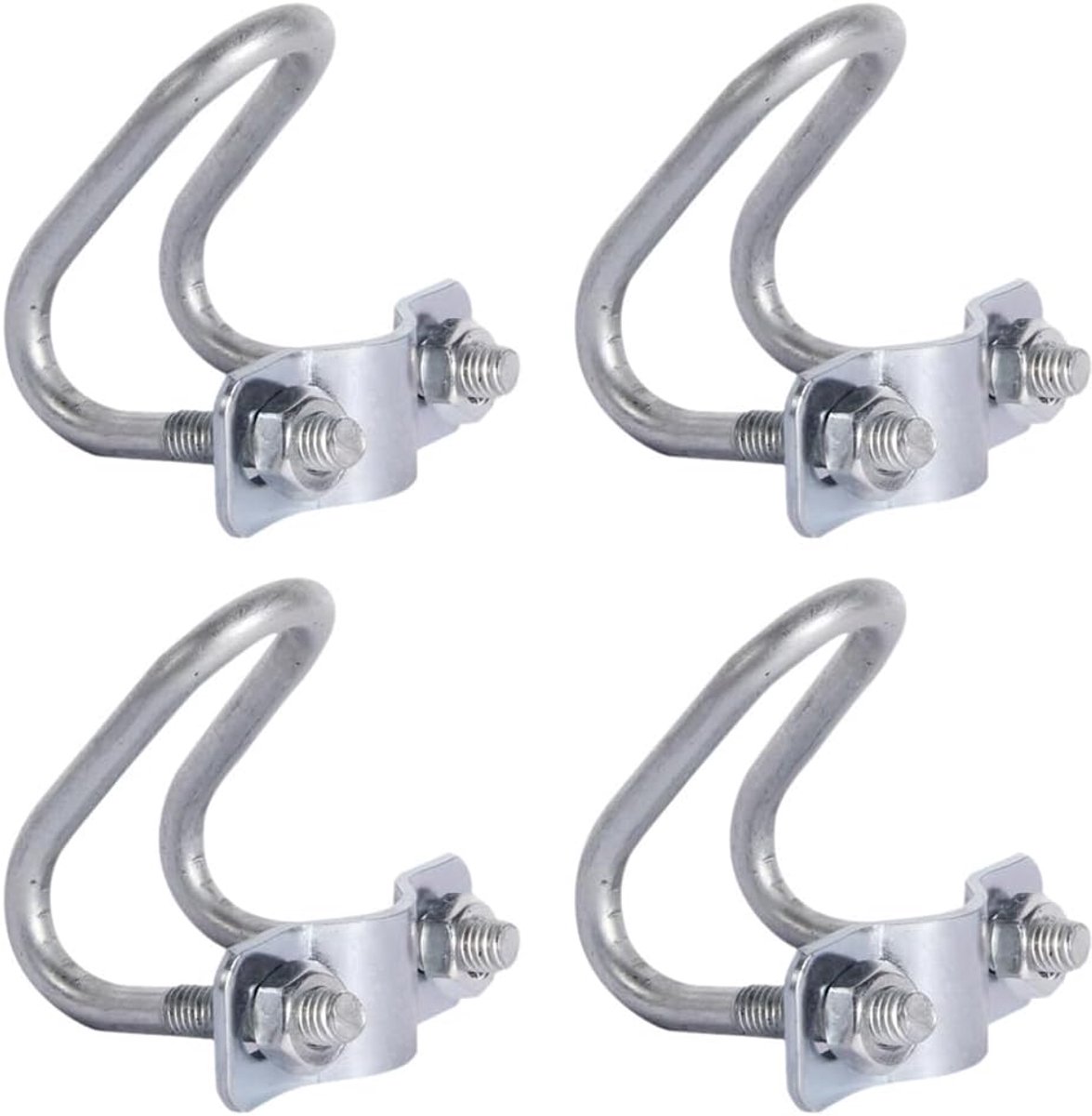 4 stuks 50 x 50, verzinkte stalen dwarsbuisklem, U-beugel pijpclip, ondersteunt buizen met maximale diameter, voor tuin, kas, kwekerij aansluitingen