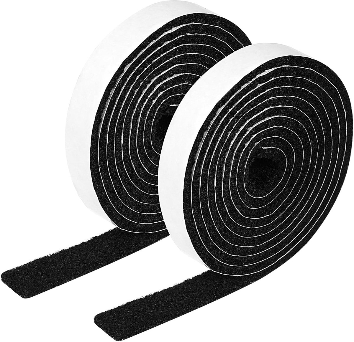 2 rollen viltstrip met zelfklevende achterkant, sterke zelfklevende vilttape, antislip snijbare meubelpad-strips voor het beschermen van hardhouten vloer, stoel en muur (1,3 x 152 cm, zwart)
