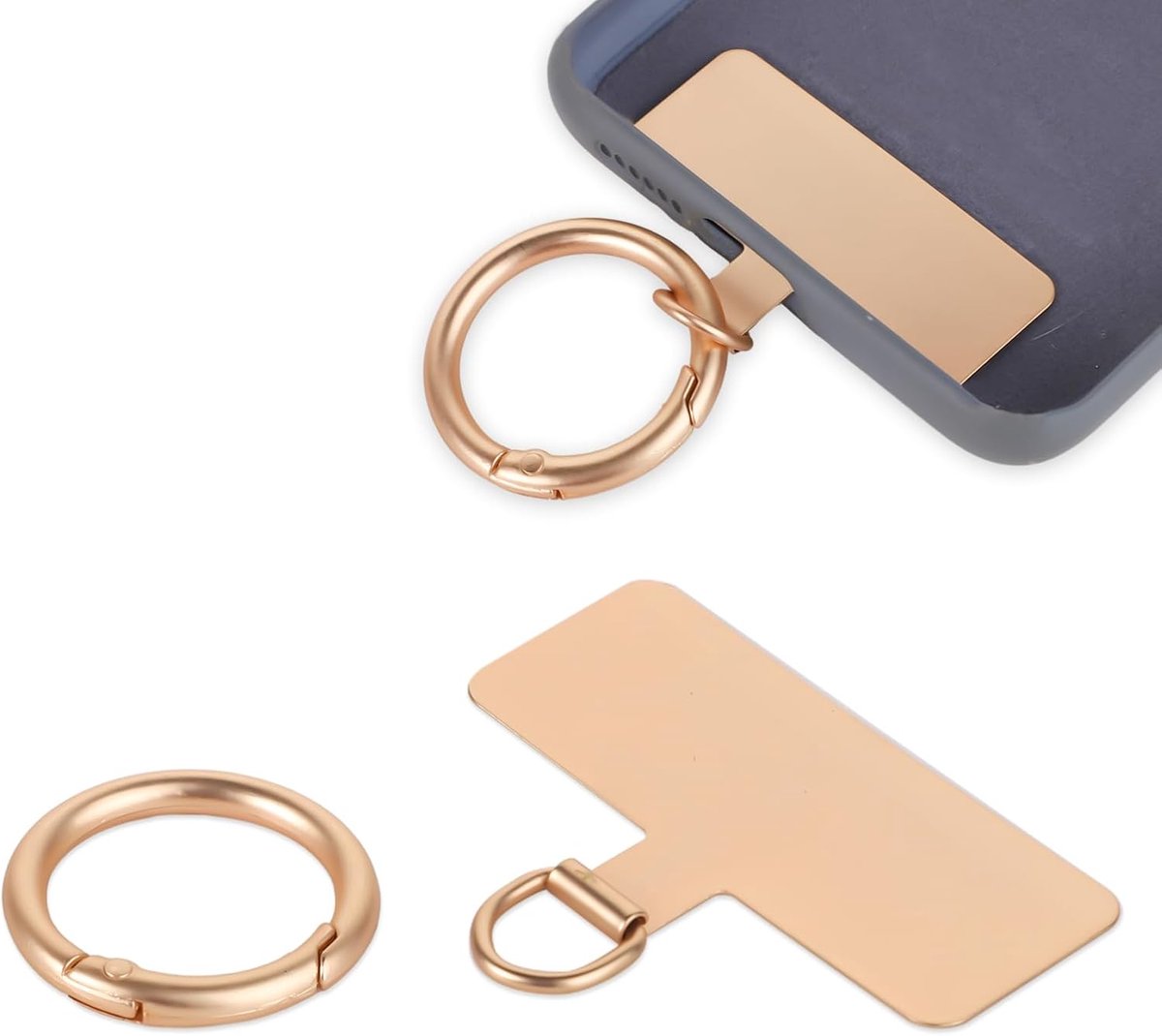 Tether Patch, Universeel Metaal Telefoon Tether Tab met Spring Ring Lanyard Vervanging zonder Lijm voor Mobiele Telefoon (Goud)