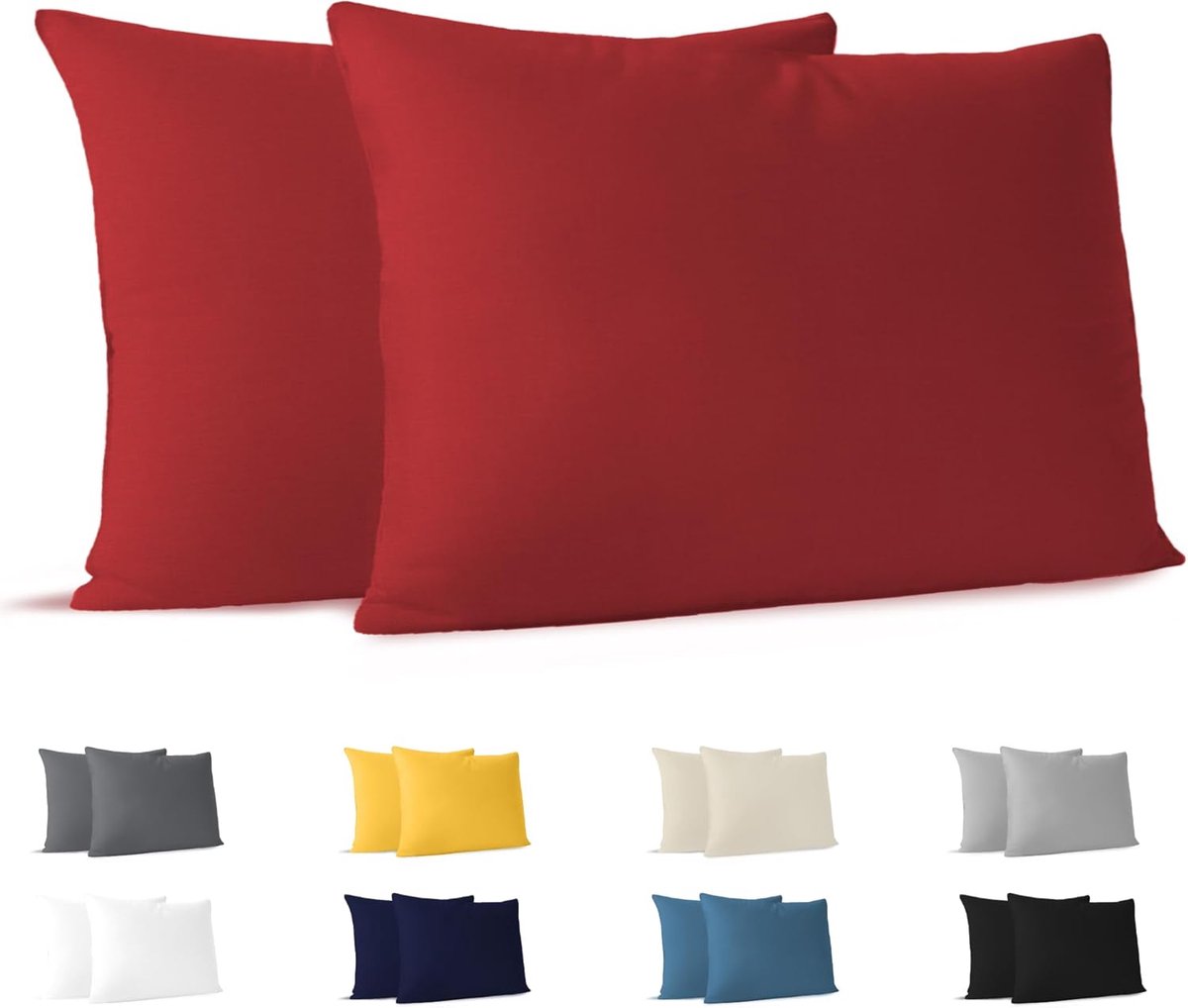 katoenen kussensloop 40x60 cm rood (set van 2), OEKO-TEX