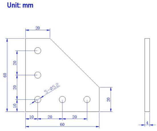 2020 hoekhouderplaat L-vorm 5 gaten 90 graden buiten verbindende plaat met M5 schroeven en T-moeren voor 20x20mm serie aluminium extrusieprofiel (zwart-2020 L-vorm) — afbeelding 2