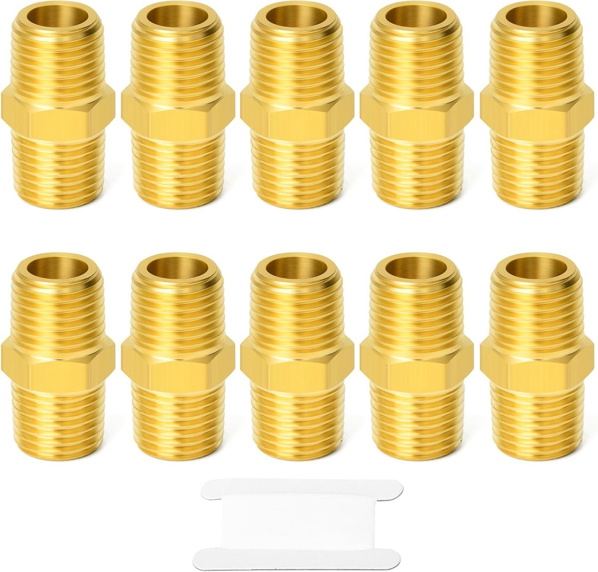10stuks Messing pijpfitting, Reducing Hex Nipple, 1/4 Inch Male BSP x 1/4 Inch Male BSP