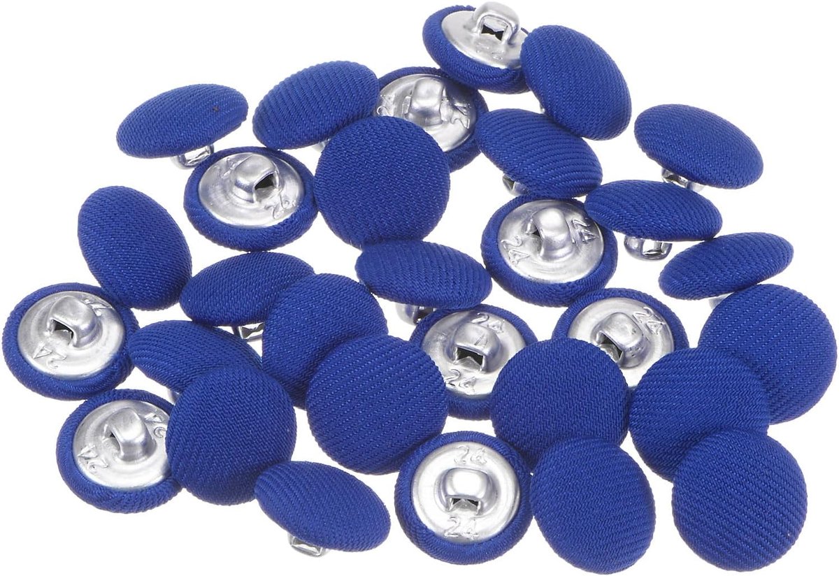 30 stuks 24L stof stof bedekte knoop 15mm ronde metalen schacht naaien knopen voor pakken jurk blouses diep blauw