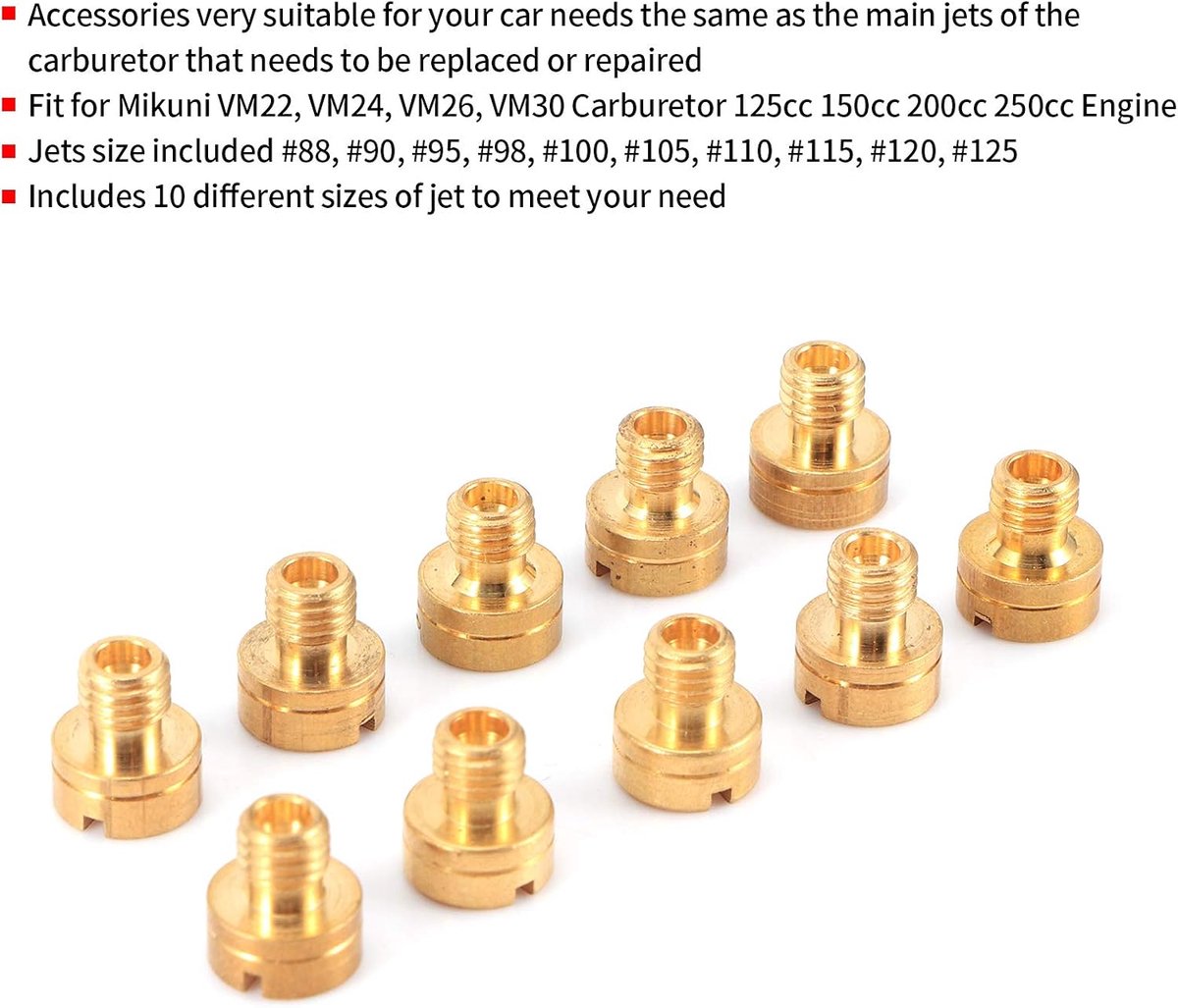 10 stks Carburateur Main Jet Kit voor VM22 / 24/26/30 Motor Dirt Pit fietsonderdelen