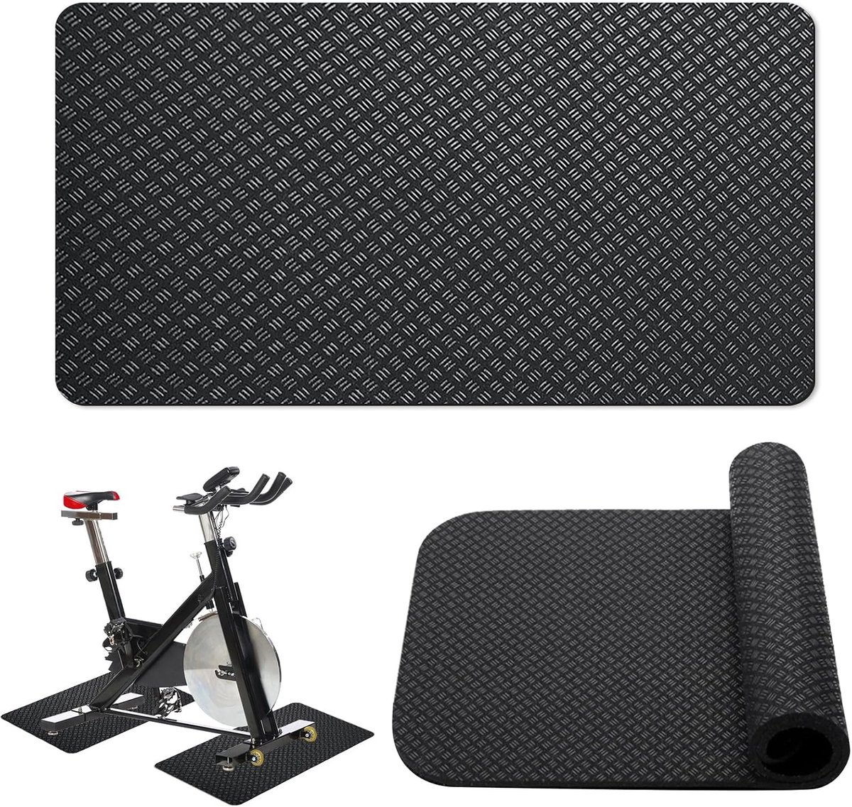 2 stuks vloerbeschermingsmatten voor fitnessapparatuur hometrainer, vloerbeschermingsmat voor sporttoestellen, fitnessapparaten, vloerbeschermingsmat, fitnessapparaat, antislip, schokdempend, voor