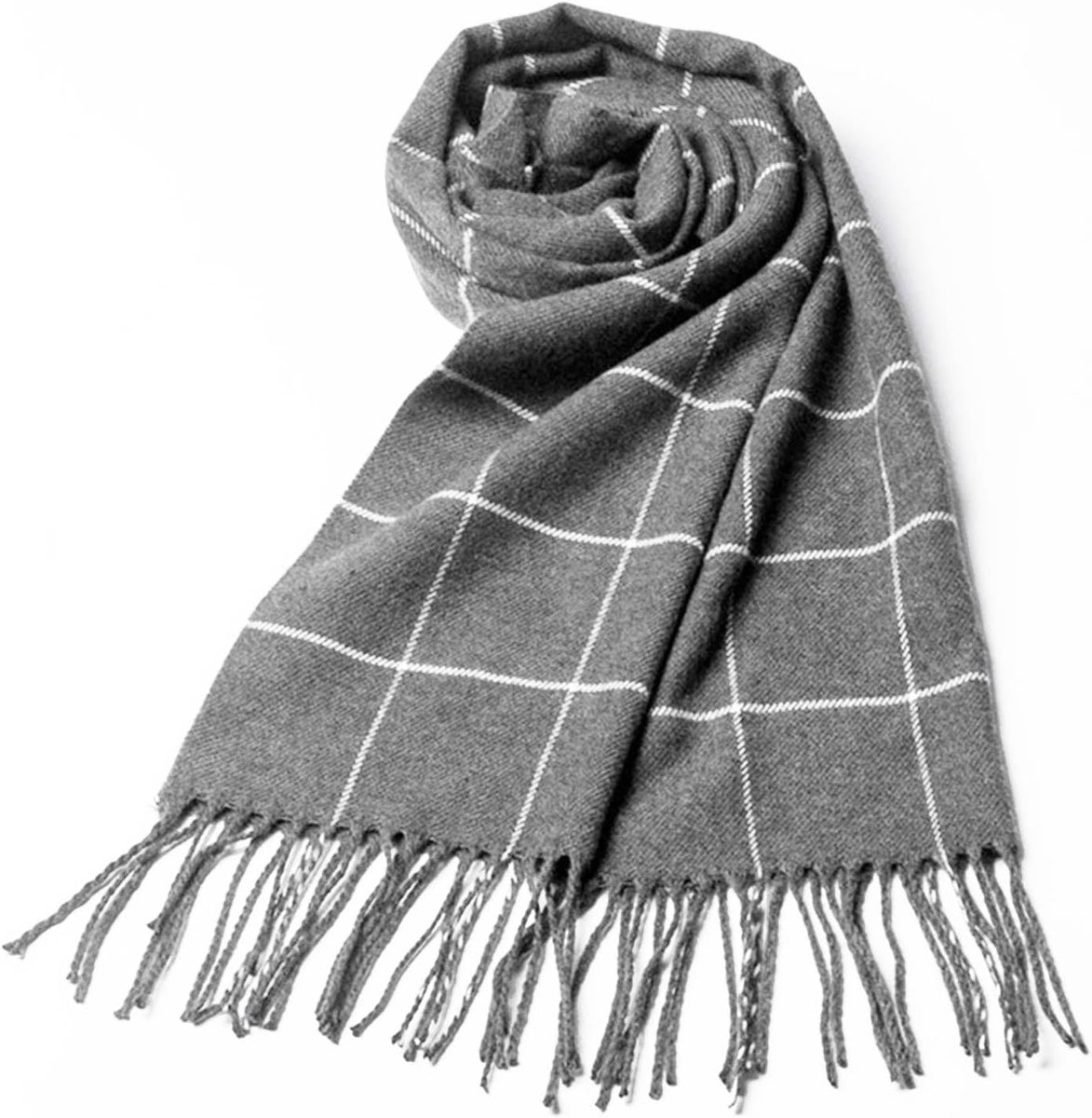 Zwarte sjaal voor dames, winter, gestreept, wintersjaal, warme sjaal voor dames met franjes, imitatie kasjmier voor heren, klassieke en elegante mode, sjaal 190 x 35 cm
