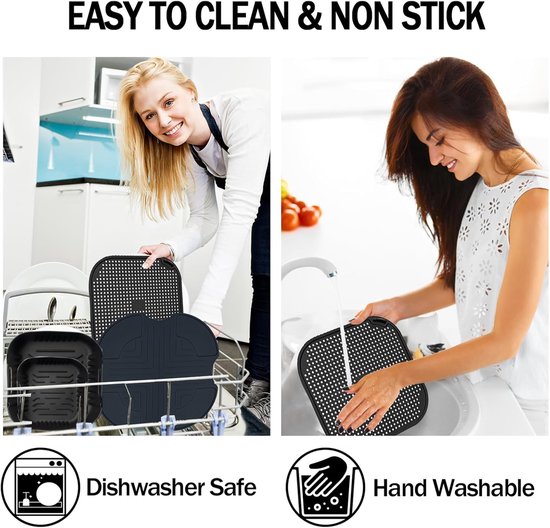 4 stuks siliconen vormen en onderzetters en spatbescherming van siliconen voor Ninja CRISPi Air FN101EUSG, Air Fryer accessoires voor Ninja FN101EU (donkerblauw) — afbeelding 3