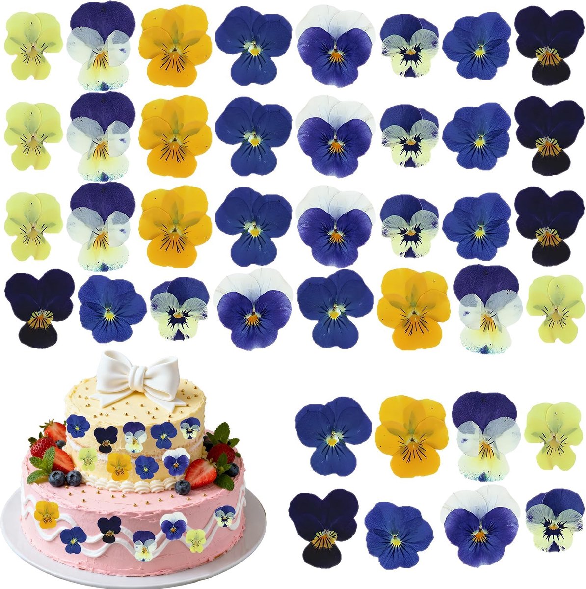 Gedroogde Bloemen Voor Taartdecoratie, 8 Soorten Echte Eetbare Bloemen Voor Taarten, Cupcakes, Cocktails, Bakken & DIY Handwerk