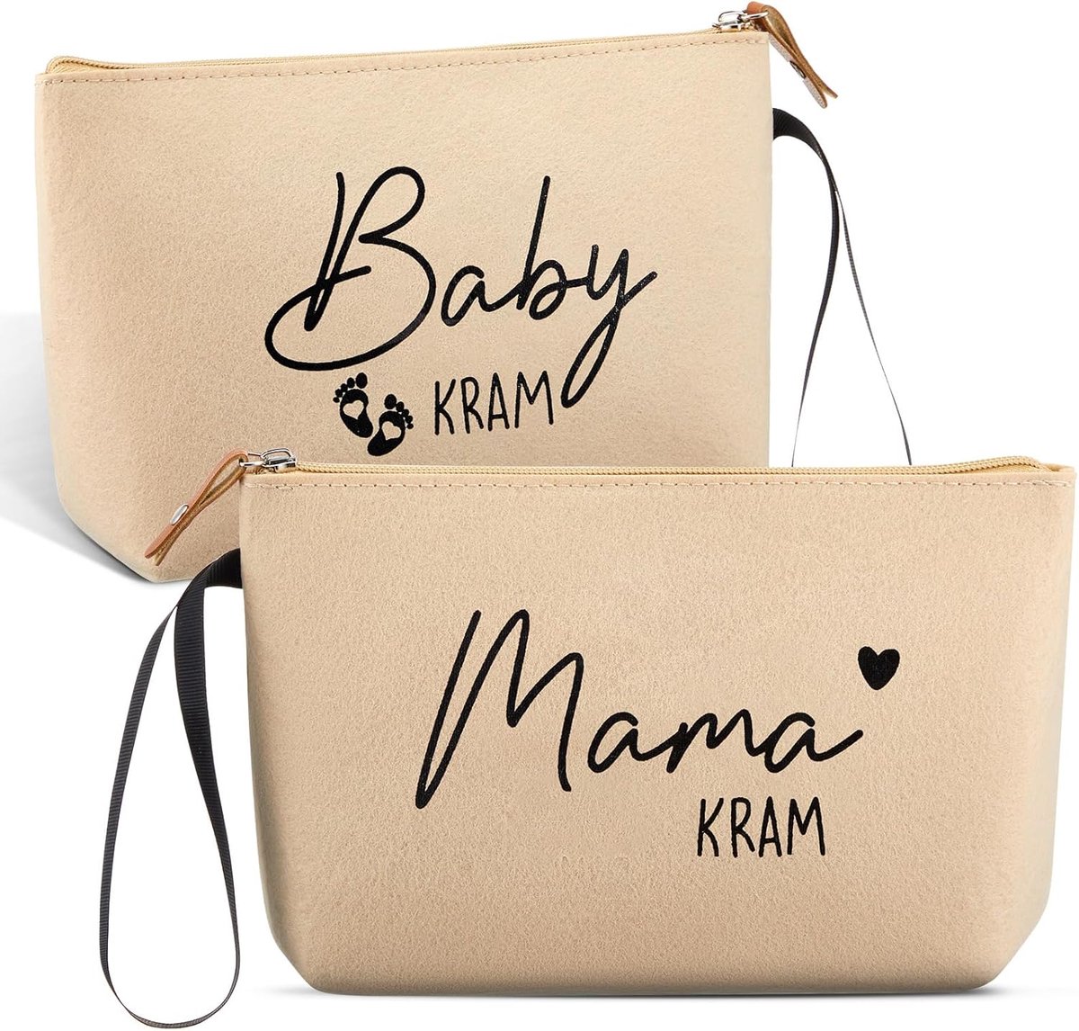 Cadeaus voor aanstaande moeders, zwangere vrouwen, grijze vilten make-uptas met ritssluiting, geboortegeschenken, vilten tas voor mama, zwangerschapscadeau voor moeders, Beige, modieus