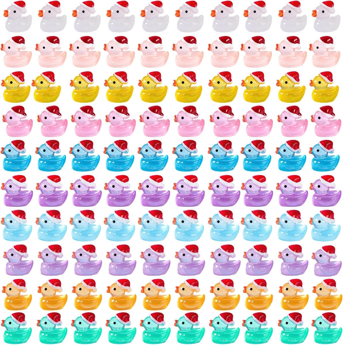 100 stuks mini-eenden, hars-eenden, kleurrijke hars, kleine hars eenden, voor aquarium, poppenhuis, miniatuurtuin, handwerk, potdecoraties doe-het-zelf (10 kleuren)